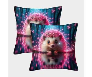 OPANZYYDE Hedgehog with Invisible Zipper Pack of 2 Homeware Cushions Decorative Throw Pillow for Sofa Chair Bedroom Living Room Kitchen Decorative 40x40cm