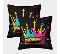 OPANZYYDE Hip Hop Crown with Invisible Zipper Pack of 2 Homeware Cushions Decorative Pillow Cases for Living Room, Sofa, Bedroom, Home & Hotel 40x40cm