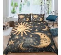 OPANZYYDE Moon And Stars Duvet Cover Sets 3 PCS Hotel Quality Quilt Cover Bedding Bed Covers with Pillowcases with Zipper Closure Hypoallergenic Soft Breathable Microfiber Double（200x200cm）