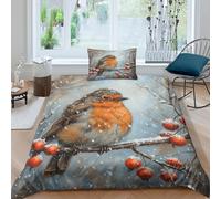 OPANZYYDE Robin Duvet Cover 3 PCS Hotel Quality Quilt Cover Bedding Set Bed Covers with Pillowcases with Zipper Closure Ultra Soft Anti Allergic Microfiber Single（135x200cm）