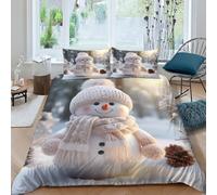 OPANZYYDE Snowman3 Pieces Duvet Cover,3D Printed Bedding Set,Pillowcases,Microfiber Quilt Cover Easy Care Anti-Allergic Soft And Smooth for Kid Teens Boys And Girls Man King（220x240cm）