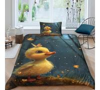 OPANZYYDE Yellow Duck 3D Printed Duvet Cover Set 3 Pcs Bedding Set,Soft,Pillowcases, Quilt Cover Easy Care Anti-Allergic And Smooth for Kid Teens Boys And Girls Man Single（135x200cm）