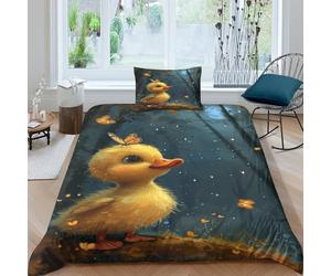 OPANZYYDE Yellow Duck 3D Printed Duvet Cover Set 3 Pcs Bedding Set,Soft,Pillowcases, Quilt Cover Easy Care Anti-Allergic And Smooth for Kid Teens Boys And Girls Man Single（135x200cm）