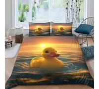 OPANZYYDE Yellow Duck Duvet Cover 3 PCS Hotel Quality Quilt Cover Bedding Bed Covers with Pillowcases with Zipper Closure Ultra Soft Anti Allergic Microfiber Double（200x200cm）