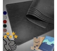 OPAPAL Placemat Set of 6, 43 x 30 Cm, Black, Double Side Leather, Heat-Resistant, Washable, Non-Slip, Indoor Outdoor Dining Table Restaurant