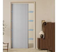 Opaque Door Curtain Without Drilling, Cold Protection, Foldable Room Divider Curtains for the Living Room with Magnetic Closure, Sliding Closet Kitchen Curtain,Gray 2,W120*H220cm