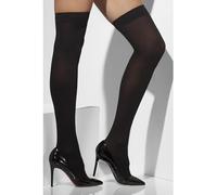 Smiffys Opaque Hold-Ups, Black , Fever Hosiery Fancy Dress, Fever Dress Up Accessories