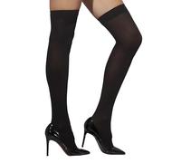 Smiffys Opaque Hold-Ups, Black , Fever Hosiery Fancy Dress, Fever Dress Up Accessories