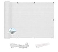 Opaque Privacy Cover for Balcony 50x500 cmHDPE with Rope & Ties for Patios Pools GardensUV Resistant Outdoor Privacy Protection White