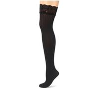 Opaque Thick Hold ups Stockings "Costina II" 60 Denier - silicone lace top (M/L, Black)