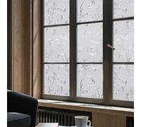Opaque Window Film Static Adhesive Privacy Film Self-Adhesive Film Window Film Decorative Film for Bathroom Kitchen Anti-UV Matte - Flower 44.5 x 200 cm