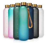 Opard 800ml/1000ml Motivational Water Bottle with Time Markings to Drink, Reusable Plastic Bottle with BPA Free Tritan for Gym and Sports