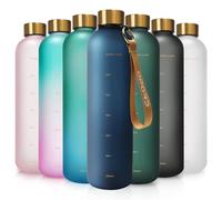 Opard 800ml/1000ml Motivational Water Bottle with Time Markings to Drink, Reusable Plastic Bottle with BPA Free Tritan for Gym and Sports