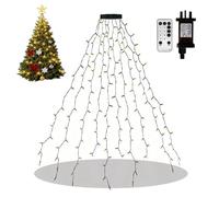 Opard Christmas Tree Lights Indoor Warm White, 200 LEDs, 10 Strands × 2m Waterfall Fairy Lights, Plug-in, 8 Modes, Remote Control with Timer, Waterproof, 3-Minute Setup for Indoor & Outdoor Decoration