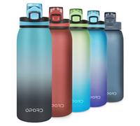 Opard Sports Water Bottle, 900ml BPA Free Non-Toxic Tritan Plastic Drinking Bottle with Leak Proof Flip Top Lid for Gym Yoga Fitness Camping, Blue Black