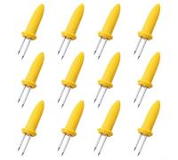 Opatiny 12-Pack for Stainless Steel Corn on Cob Holders, Yellow BBQ Skewers with Heat Resistant Handles Grilling and Outdoor Parties