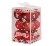 Opatiny 12 Pcs Christmas Ball Multiple Colors Option Plastic Christmas Decoration For Hotel Restaurant Buildings Mansion Christmas(Red)