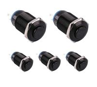 Opatiny 12mm Waterproof Metal Push Button Switch 3A/12V-24V Momentary Self-Resetting for Boat Horns Starter Applications IP66 IK09 Black