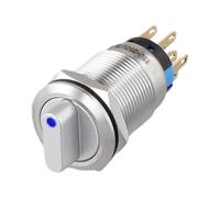 Opatiny 19mm Rotary Push Button Switch Latching 3 Position 2NO 2NC 110-220V IP66 IK09 Stainless Steel 304 with LED Indicator for Industrial Equipment