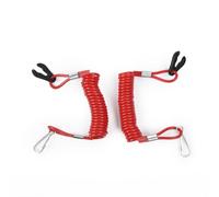 Opatiny 2pcs 1.6m Boat Kill Switch Key Lanyard Safety Rope for Mercury Johnson Evinrude Compatible Engines with Rotating Spring Hook, Red