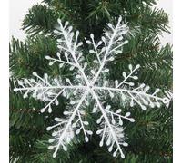 Opatiny 30 Pcs Plastic Artificial Snowflakes Decorations for Christmas Tree, Xmas Holiday, Home, Office, Party, 11 cm, 15 cm, 23 cm, White
