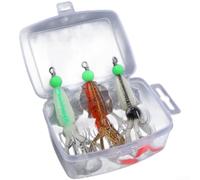 Opatiny 3pcs Luminous Squid Jig Set, Realistic Soft Bait with Double Hook for Tuna, Grouper, Sea Bass - Mixed Colors, 11cm, 8.78g(B)