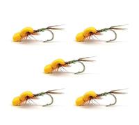 Opatiny 5-Pack Floating Dry Fly Mayfly Lure Fly Fishing Buoyancy Foam Body and Bright Yellow Color Trout Salmon Bass Steelhead and Panfish