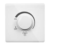 Opatiny 86mm Fan Speed Controller Switch, Stepless Rotary Knob Adjustment, 220V 10A Wall Mounted Flame Retardant PC Panel for Home, School, Factory, Office, Garage, White