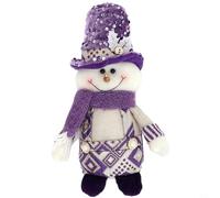 Opatiny Christmas Doll Plush Toy Christmas Decoration Featuring Purple Sequins Glitter and Soft Cloth, Decorate the Living Room, Bedroom, Study, Office(Snowman)