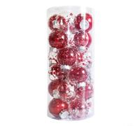Opatiny Christmas Tree Ornaments 24 Piece Set Shatterproof Baubles Hanging Decorations for Holiday Home Party 6cm Plastic Balls(Red)