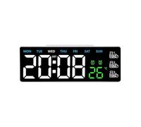Opatiny Digital Wall Clock with for Large LED Display, for Auto Brightness, Week & Temp, 12/24H Format, Medicine Alarm, Remote Control Bedroom Kitchen Office(J)