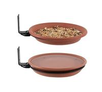 Opatiny Feeding and Bathing Tray Set Wild Birds, 17 cm Weatherproof and Frost-Proof for Plastic Bird Feeder with Metal Bracket Balcony, Garden, or Wall Mounting