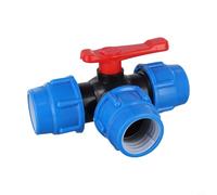 Opatiny PE Pipe 3-Way Ball Valve, for Home Improvement Plumbing Fittings, 20/25/32/40/50mm Plastic Water Flow Control Valve, Easy Installation No Welding Required, Black and Blue(50mm)