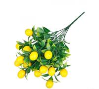 Opatiny Realistic Artificial Fruit Plant, 7 Prong Fake Mango Lemon Decor for Hotel Home Wedding, 32cm Plastic Foliage(Lemon)