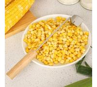 Opatiny Stainless Steel & Wood Corn Cob Peeler, Easy Clean Corn Stripper Tool for Home Cooking Barbecues Picnics, Silver