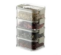 Opatiny Transparent Stackable Spice Jar Set 5 Tier Grade Sealed Container Kitchen Storage Box(B)