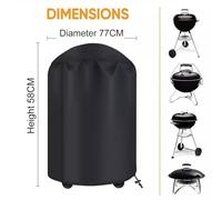 Opatiny Waterproof BBQ Cover for Kettle Grill, 210D Oxford Cloth with PVC Coating, Rain Dust UV Protection, Black, Fits Diameter 77cm x H 58cm or 58cm x H 77cm