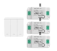 Opatiny Wireless Light Switch Remote Control Kit, 3-Gang Switch with 3 Receivers, 433 MHz RF Signal, 660 ft for Range, No Wiring Needed, Indoor and Outdoor Lighting