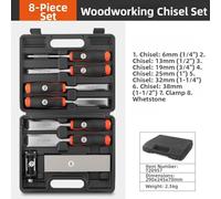 Opatiny Wood Chiseling Set with 6-38mm Sizes, Steel, Sharpening Stone and Clamps Woodworking, DIY and Professional Use