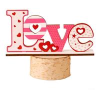 Opatiny Wooden Love Sign Heart Plaque Rustic Table Top Decor - Handcrafted Olive Wood Figurine for Wedding Anniversary Shelf(Love)