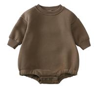 OPAWO Baby Bodysuit Vests Long Sleeve Sweater Undershirt Newborn Cotton Vest Soft Sweatshirt Infant Solid One Piece Baby Clothes for Boys and Girls (Brown, 6-12 Months)