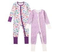 OPAWO Baby Boys Girls Two-Way Zip Up Sleepsuit, Baby Footless Sleepwear with Mitten Cuffs Bamboo Long Sleeve Super Soft Toddler Onesie with Mitten for Baby Grows (6-12 Months)