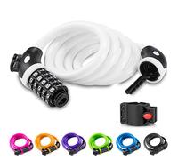 Opaza Bike Lock with 5-Digit Code, 1.2 m/4 ft Bicycle Lock Lightweight & Security Combination Cable Code for Bicycle, Mountain Bike, Scooter - White