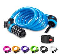 Opaza Bike Lock with 5-Digit Code, 1.2 m/4 ft Bicycle Lock Lightweight & Security Combination Cable Lock for Bicycle, Mountain Bike, Scooter - Blue