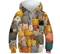 OPCALIS 3D Printed Animal Encyclopedia Kids Hoodie Sweatshirt Animals Long Sleeve Pullover Casual Novelty Jumper with Pocket 7-9Y