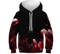 OPCALIS 3D Printed Red Crystal Kids Hoodie Sweatshirt Viking Elements Long Sleeve Pullover Casual Novelty Jumper with Pocket 6-7Y