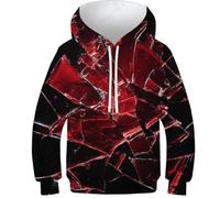 OPCALIS Boys Girls Hoodie Red Crystal 3D Printed Pullover Jumper Long Sleeve Sweatshirt Viking Elements with Big Pockets Athletic Casual Novelty 6-7Y