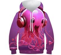 OPCALIS Children’s Hoodie Jellyfish Sweatshirts 3D Printed Animals Casual Novelty Long Sleeve Hoody Jumper with Pocket 6-7Y