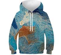 OPCALIS Kids Teen Girl Boy Hoodie Flame Skull 3D Printed Pullover Sweatshirt Long Sleeve with Pocket Novelty Casual