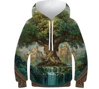 OPCALIS Unisex Hoodie Celtic Tree of Life 3D Printed Pullover Sweatshirt Long Sleeve Viking Elements with Pocket for Boys Girls Casual 6-7Y